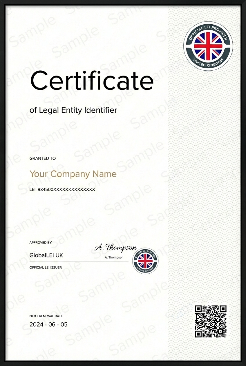 Premium LEI certificate preview